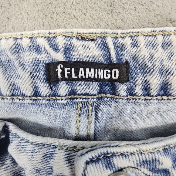 Flamingo Jeans M 28x32 Acid Wash Distressed Destroyed Flared Button Fly Grunge - Picture 14 of 14